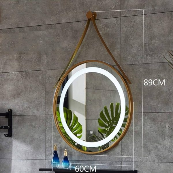 Golden Rope-Framed Round LED Mirror - Image 2